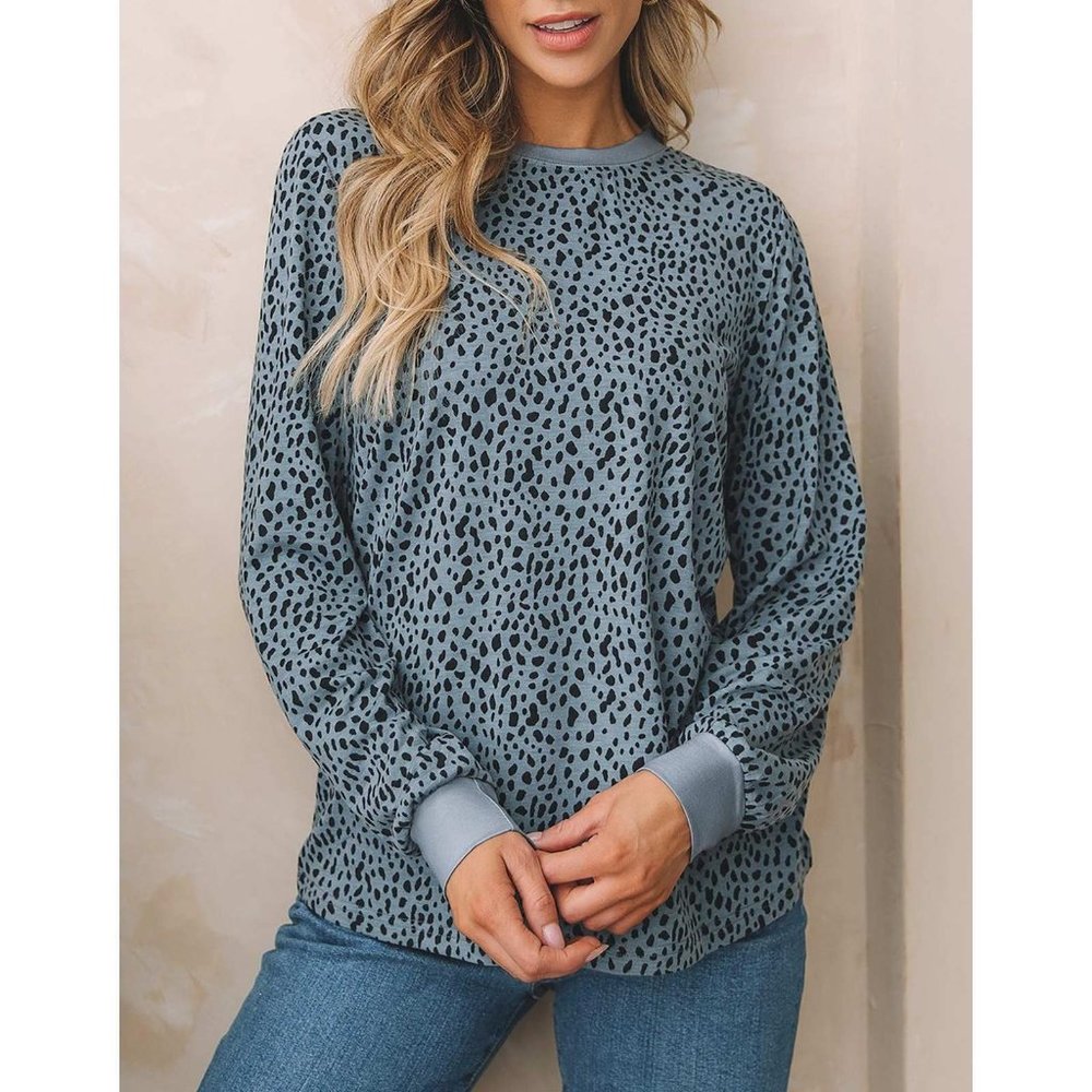 Animal Spotted Print Round Neck Long Sleeve Top X LARGE  (4411) - Picture 7 of 10